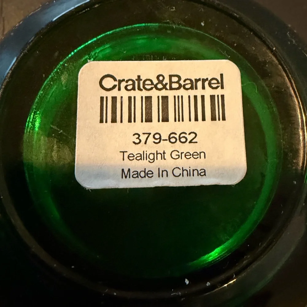 Crate&Barrel Green and Red Glow Glass Tealight Holders